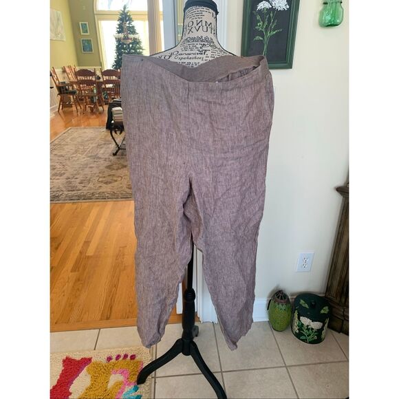 J Jill Pull on Brown Linen Pants - Picture 3 of 5